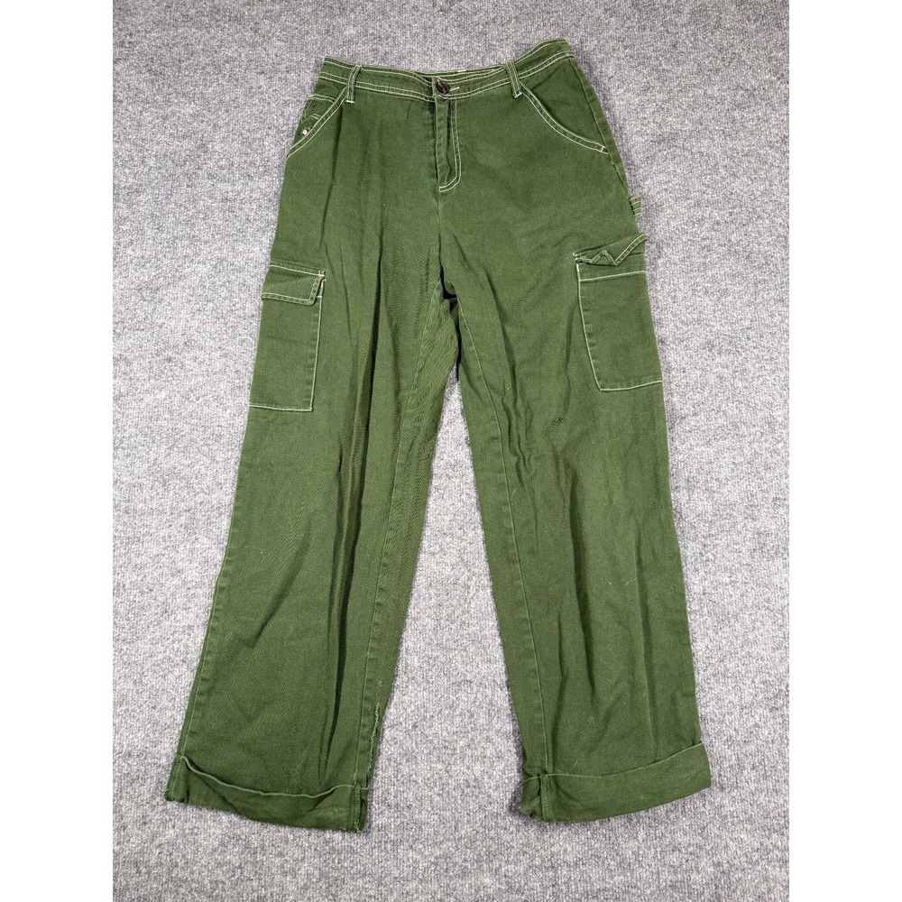 Sandy Liang + Target Collab Cargo Pants Womens 2 Green Canvas Relaxed Fit Cuffed